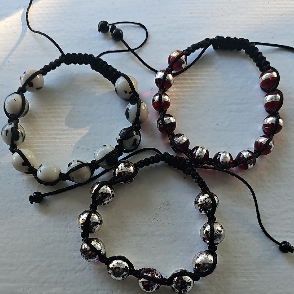 Trio of Beaded Bracelets with Adjustable Cord